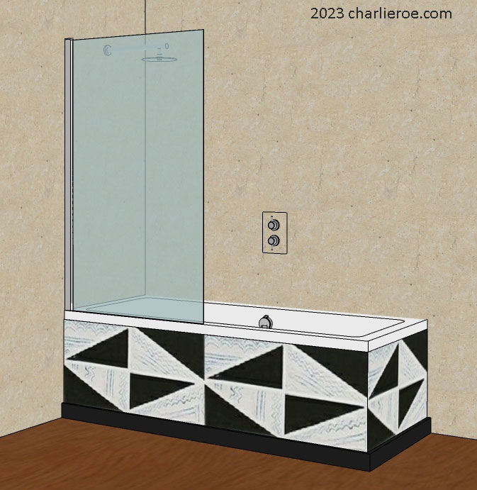 New African style painted bathroom shower bath panels with Ndebele patterns design