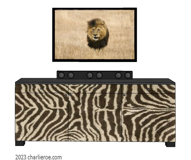 New African style painted stepped sideboard cabinet with Zebra patterns design