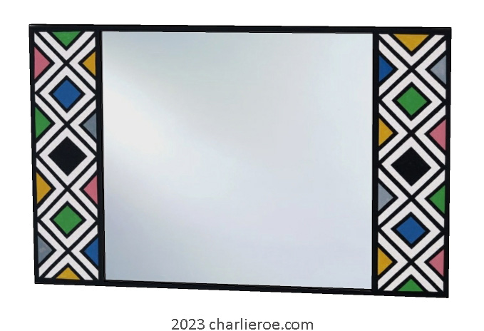 New African style painted wall mirror frame with Ndebele patterns design