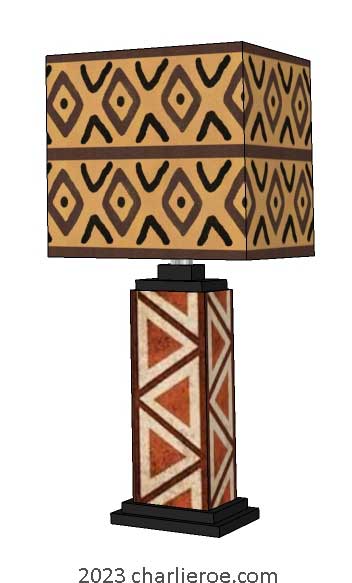 New African style stepped painted table lamp light with Abstract African pattern design