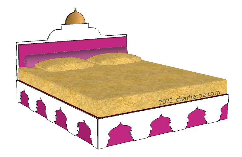 new Islamic Arab Moroccan style decorative painted & wood beds, bedsteads, bed frames with Islamic arcaded rails