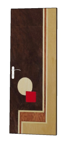 new bespoke Art Deco Moderne Cubist style marquetry veneered interior house door