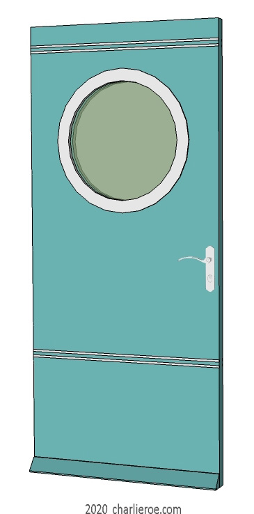 new Art Deco Moderne door in gloss lacquer with porthole window & speedlines