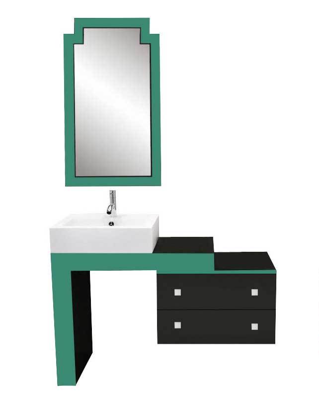 New Art Deco Skyscraper style painted wall mirror & bathroom vanity unit