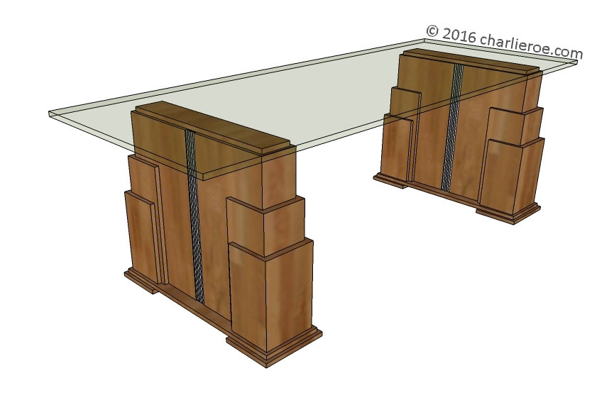 new Art Deco 'Skyscraper' style stepped dining table with glass top
