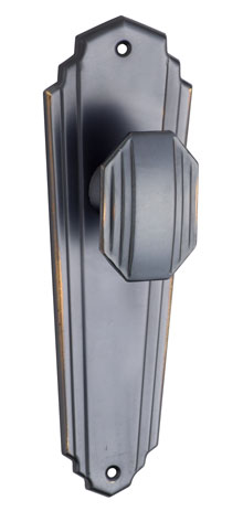 art deco door handle in antique copper finish