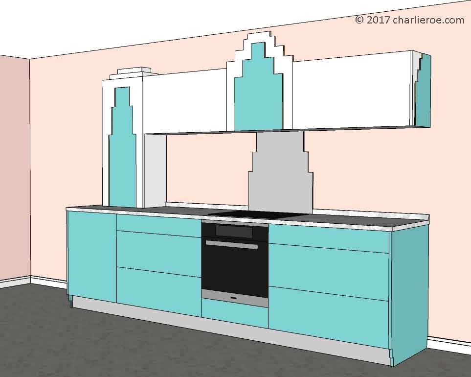 new Art Deco stepped Skyscraper style fitted kitchen furniture