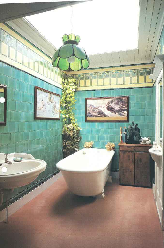 Art Nouveau tiled bathroom