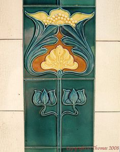 new Art Nouveau Jugendstil painted bathroom decorative tile
