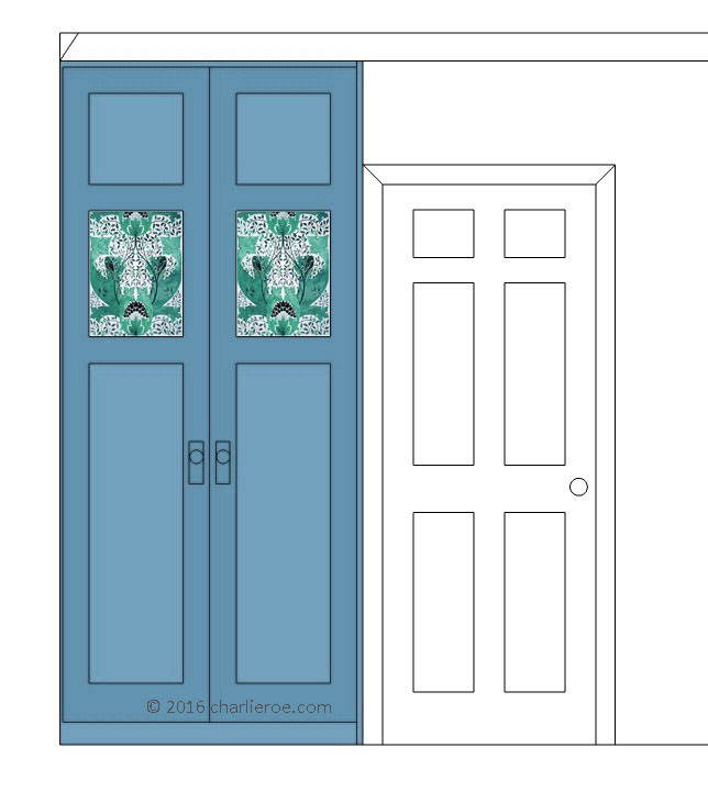 new CFA Voysey Arts & Crafts Movement style painted bedroom 2 door built-in wardrobe