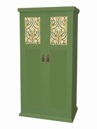 CFA Voysey Arts & Crafts Movement style green painted bedroom 2 door wardrobe