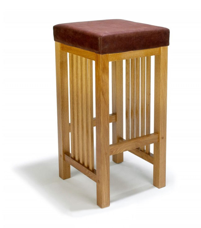 new Arts & Crafts Movement Mission style Illinois kitchen bar stool in oak