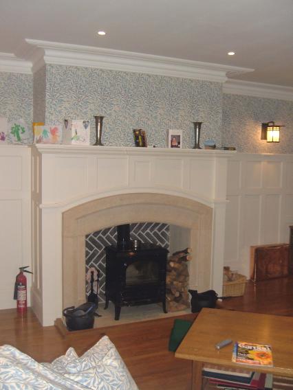 Arts and crafts movement fireplace in the style of William Morris & Philip Webb's house Standen