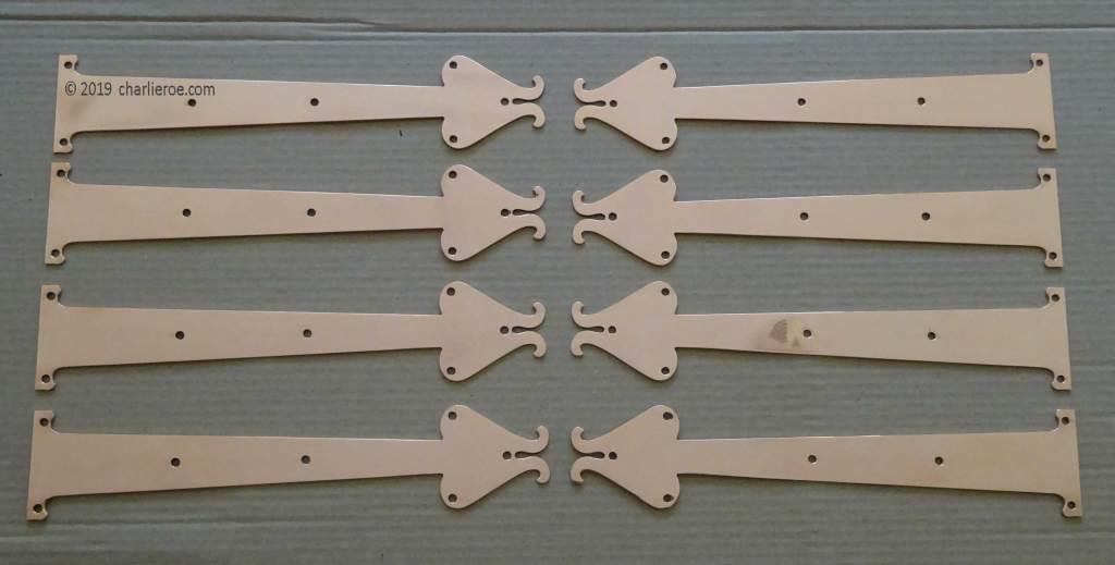 New Arts & Crafts Movement copper strap hinges polished