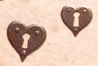 CFA Voysey Arts & Crafts Movement metal Heart shaped escutcheons