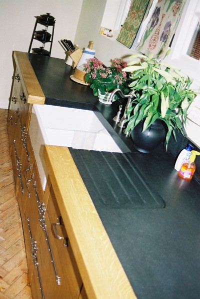 worktop with inset drainer - Edwin Lutyens Arts and crafts movement Oak kitchen for little Thakeham House, furniture