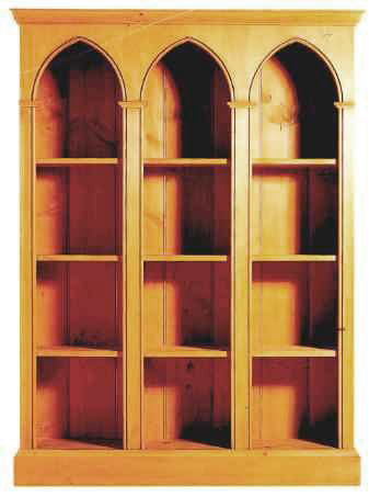new William Wm Morris & Co Arts & Crafts Movement Artisan triple bay wood bookcase