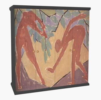 New Bloomsbury Group Omega Workshops artistic painted Bedroom wardrobe furniture with Adam & Eve design
