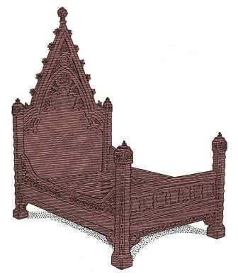 New Gothic carved wooden bed