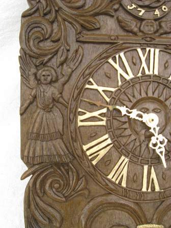C18th German painted & carved wall clock folk Art