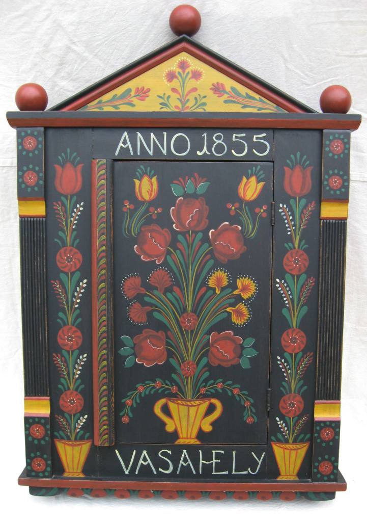 Painted Hungarian folk wall cupboard furniture