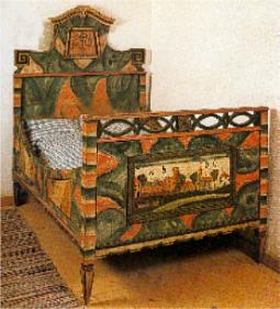 Tyrolean Alpine painted bed and bedroom furniture