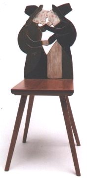 Painted carved Austrian Tyrolean farm chair folk furniture