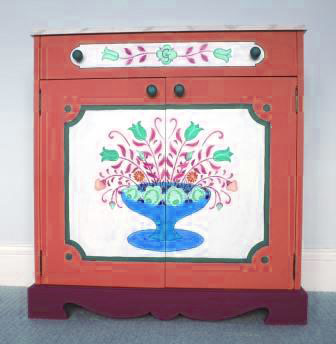 back design for an ornate painted Austrian Tyrolean Baroque cupboard folk furniture Bauern mobel