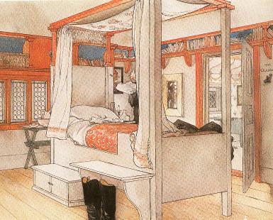 Swedish artist Carl Larrson's painting of his bedroom furniture