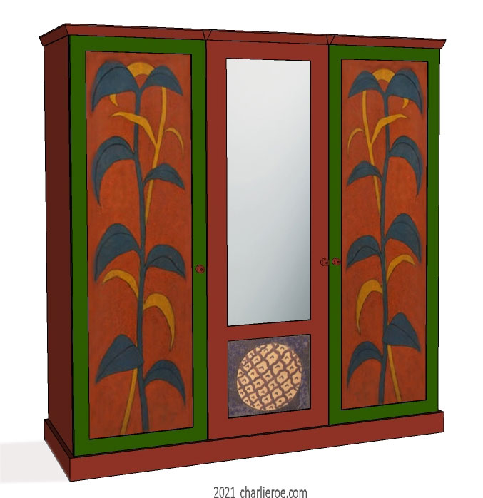 new Omega Workshops painted bedroom 1 & 2 door double wardrobe based on Lalla Vandervelde cupboard