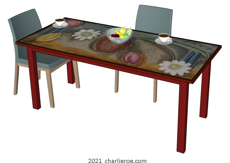 New Bloomsbury Group style painted dining breakfast table