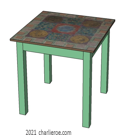 New Omega Workshops painted side lamp sofa table