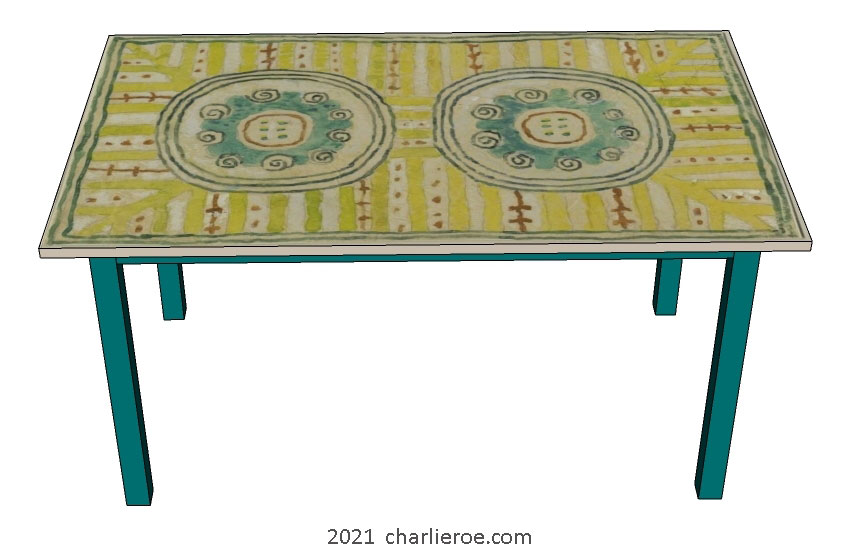 New painted dining breakfast or coffee table in spired by the Bloomsbury group
