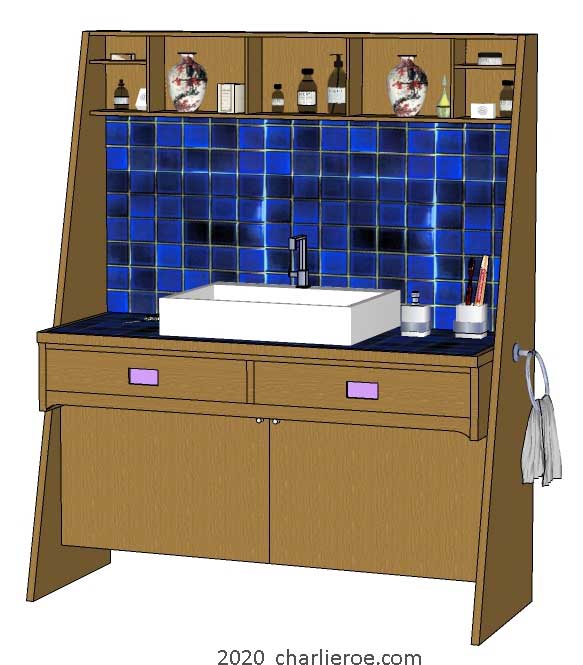 New CR Mackintosh freestanding bathroom vanity unit washstand in light to medium oak finish