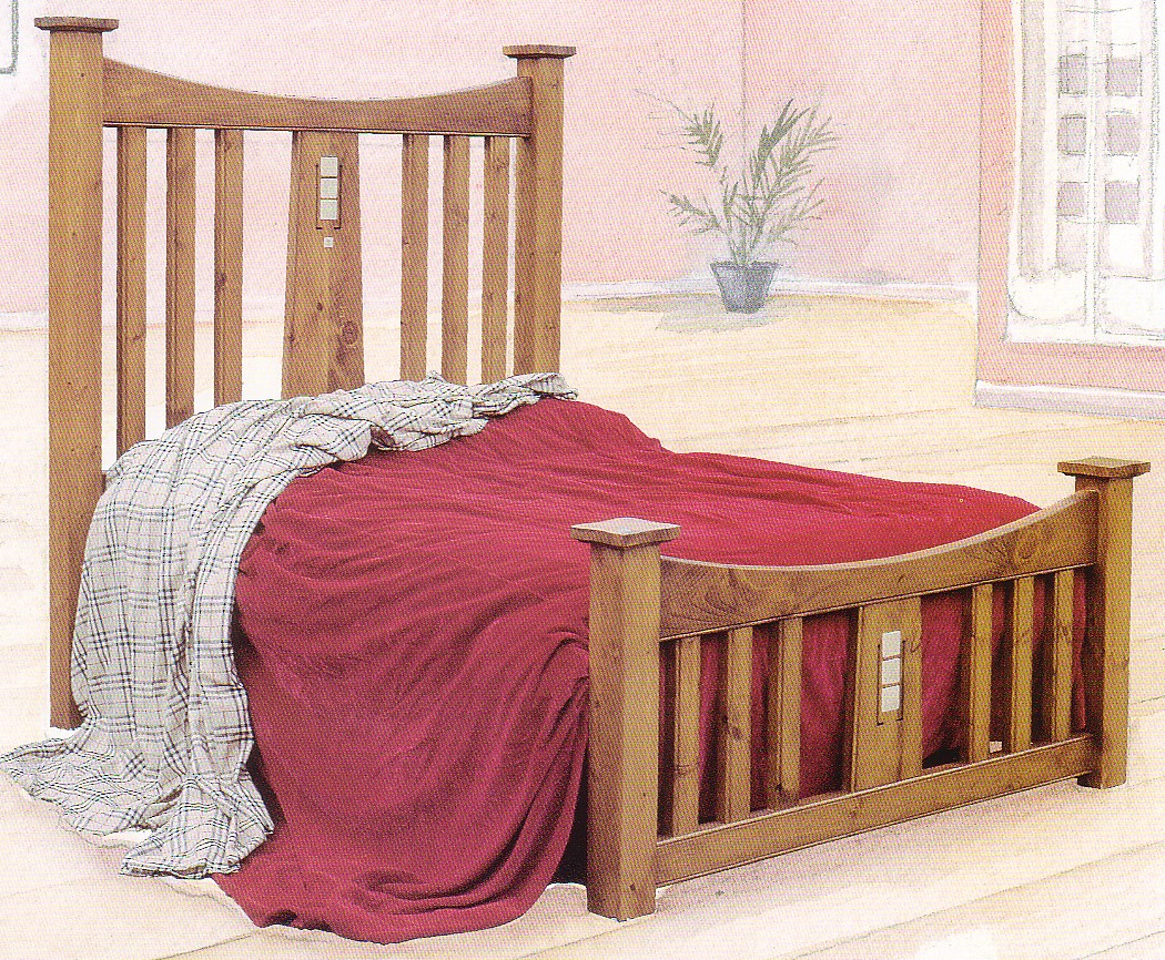 Solid wood Charles Rennie CR Mackintosh style double bed
