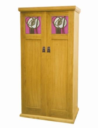 new CR Mackintosh style oak bedroom 2 door wardrobe with decorative door panels