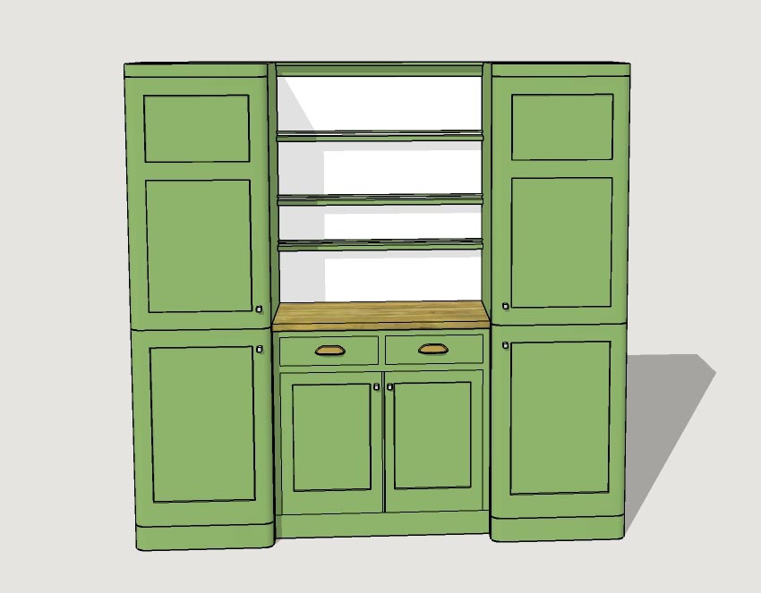 CR Mackintosh Derngate fitted green painted kitchen dresser furniture