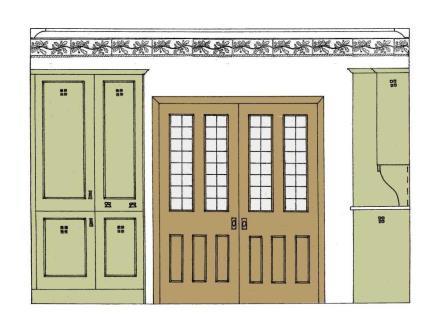 CR Mackintosh Glasgow school fitted  painted kitchen elevation design