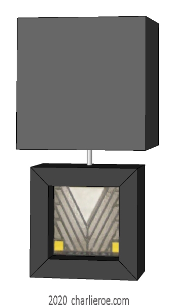 new Charles Rennie CR Mackintosh painted square table lamps with Derngate stained glass panels