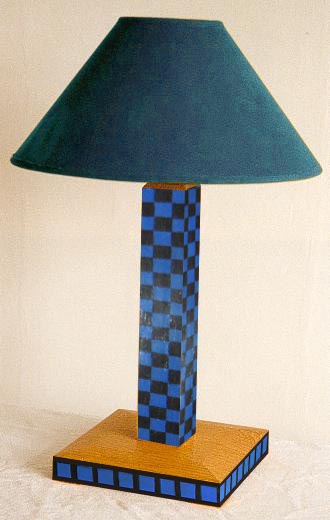 Charles Rennie Mackintosh Derngate style oak & painted table lamp