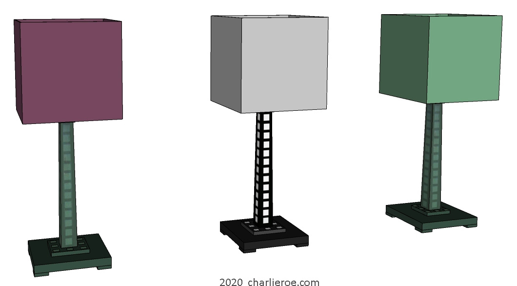 new Charles Rennie Mackintosh painted table lamp with stencilled squares patterns