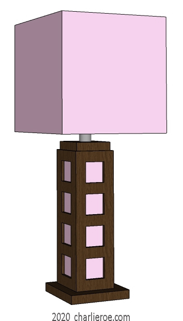 new Charles Rennie CR Mackintosh painted table lamp with squares in the base