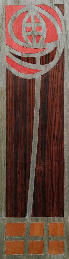 New Charles Rennie CR Mackintosh rose & squares design marquetry veeneered panel