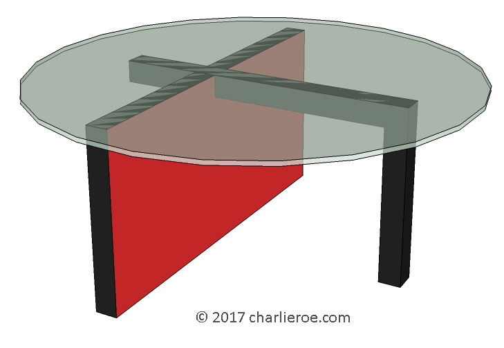 New Gerrit Rietveld De Stijl painted Military dining table
