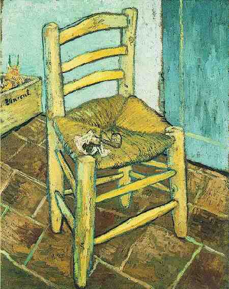 Vincent Van Gogh's painted furniture from his bedroom at Arles