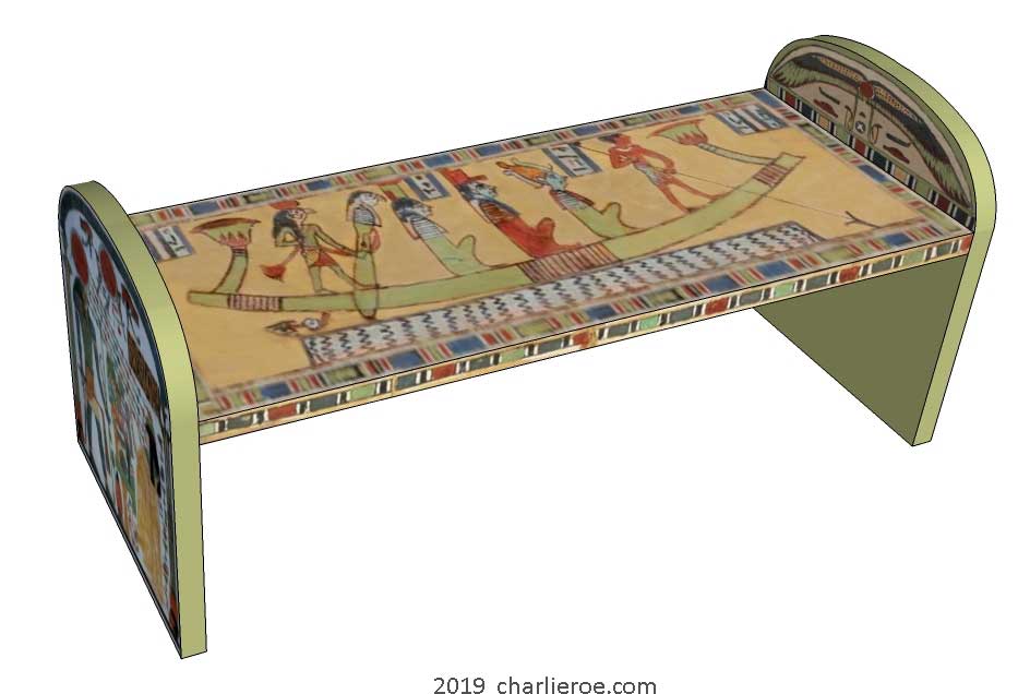 new ancient Egyptian Revival style coffee tables with Stele ends and