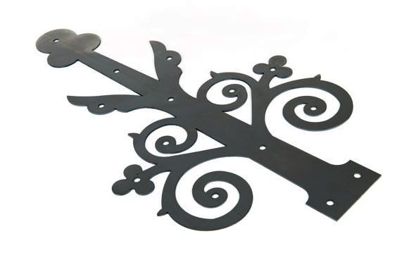 New Gothic ornate steel strap door hinge