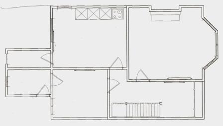 Maple & white contemporary fitted kitchen CAD plan