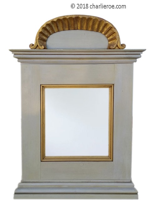 new Painted carved Scandinavian Swedish style wall mirror with gold cornice moulding