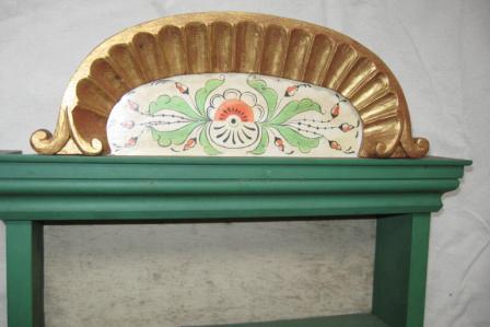 painted 'Kurbits' design & carved cornice Swedish Scandinavian spice rack shelves, furniture